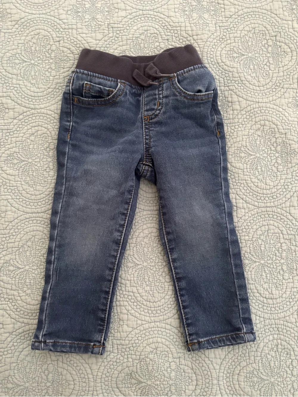 Wonder Nation Dark Blue Knit-Waist Denim Jeans